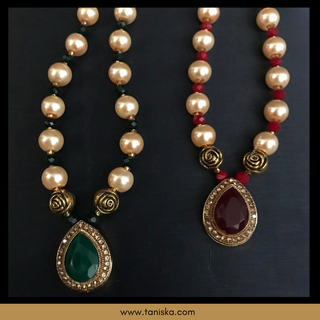 MILNI HAAR - Red/White Pearls Swaghat Haar(Guest Garlands) - (Set of 24: x12 Red, x12 Green)