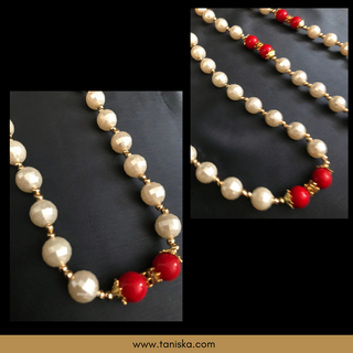 MILNI HAAR - Red/White Pearls Haar (Swagat Haar/Guest Garlands) - (Set of 12)