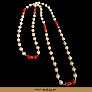 MILNI HAAR - Red/White Pearls Haar (Swagat Haar/Guest Garlands) - (Set of 12)