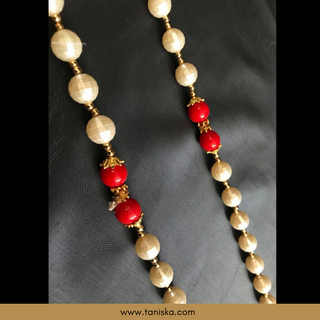 MILNI HAAR - Red/White Pearls Haar (Swagat Haar/Guest Garlands) - (Set of 12)