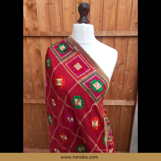 The Royal Ruby Phulkari Dupatta