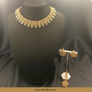 Sea Mint Traditional Necklace Set - Antique Gold