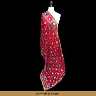 The Royal Ruby Phulkari Dupatta