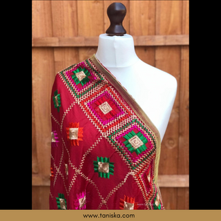 The Royal Ruby Phulkari Dupatta