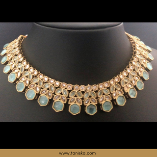 Sea Mint Traditional Necklace Set - Antique Gold