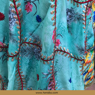 The Turquoise Trellis Phulkari Dupatta