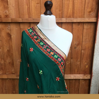 The Royal Emerald Phulkari Dupatta
