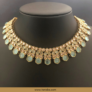 Sea Mint Traditional Necklace Set - Antique Gold