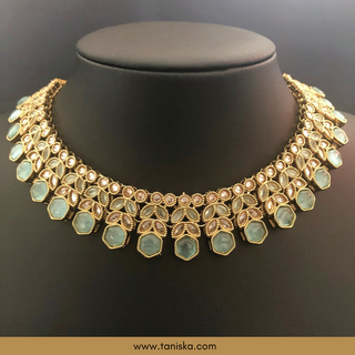 Sea Mint Traditional Necklace Set - Antique Gold