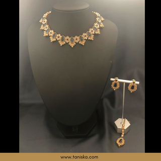 Navy Traditional Necklace Set - Antique Gold