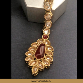 Ruby Traditional Necklace Set - Antique Gold