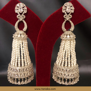 American Diamond Style Statement Earrings - Silver (Limited Edition)