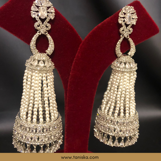 American Diamond Style Statement Earrings - Silver (Limited Edition)
