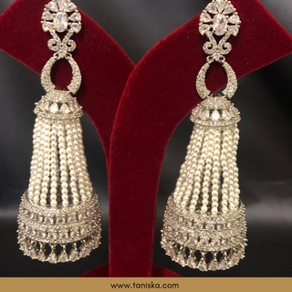 American Diamond Style Statement Earrings - Silver (Limited Edition)