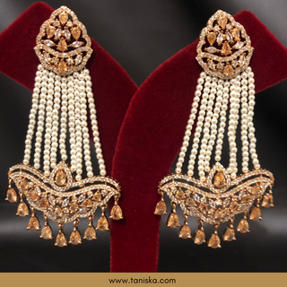 American Diamond Style Earring & Tikka Set - Rose Gold