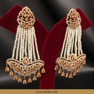 American Diamond Style Earring & Tikka Set - Rose Gold