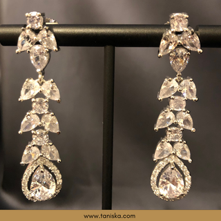 American Diamond Style Necklace Set - Silver