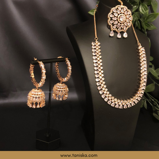 American Diamond Style Necklace Set - Rose Gold