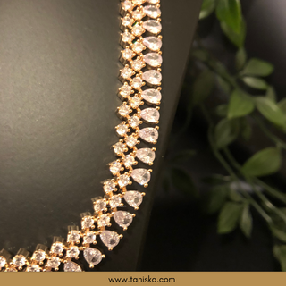 American Diamond Style Necklace Set - Rose Gold