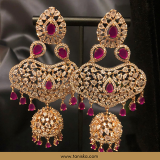 American Diamond Style Necklace Set - Rose Gold / Hot Pink (Limited Edition)