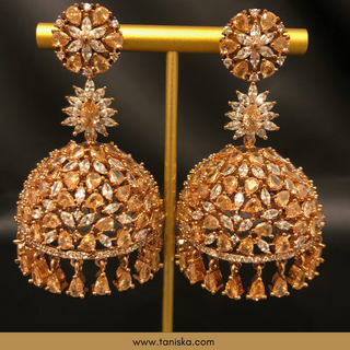 American Diamond Style Earring & Tikka Set - Rose Gold