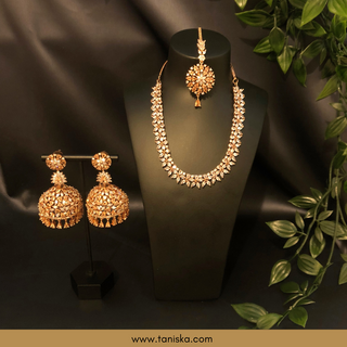 American Diamond Style Necklace Set - Rose Gold