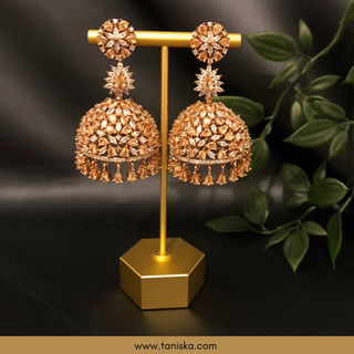 American Diamond Style Earring & Tikka Set - Rose Gold