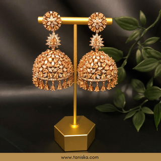 American Diamond Style Earring & Tikka Set - Rose Gold