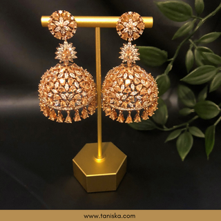 American Diamond Style Earring & Tikka Set - Rose Gold