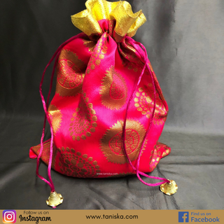 Decorative Drawstring Gift Bag (Hot Pink) - Buy 3 Get 1 Free
