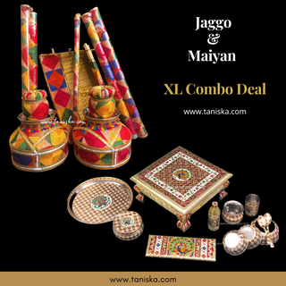 PRE-ORDER - Meenakari Peacock Mayian Fatti Full Set & KAZ Phulkari LED Jaggo Set - JESS COMBO DEAL - Available for Pre-Order