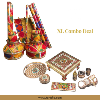 PRE-ORDER - Meenakari Peacock Mayian Fatti Full Set & KAZ Phulkari LED Jaggo Set - JESS COMBO DEAL - Available for Pre-Order