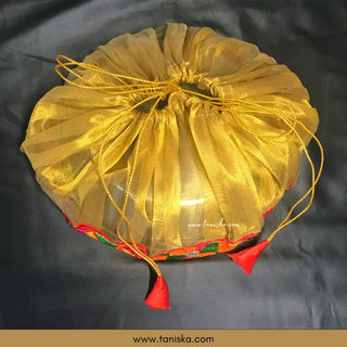 "Aaj Din Shagna Da Chadeya" - 1 Phulkari Multi-Purpose DORI RUMAL (Gift Bag, Thaal Cover, Potli Bag - Perfect for: Indian Wedding, Shagan Ceremony, Chunni Charhana, Bridal Shower, Baby Shower, Maiyan, Weddings, Favors, Shaadi, Walima