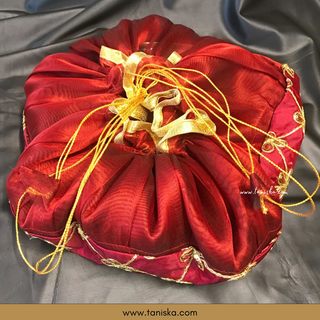 1 Maroon Multi-Purpose DORI RUMAL (Gift Bag, Thaal Cover, Potli Bag - Perfect for: Indian Wedding, Shagan Ceremony, Chunni Charhana, Bridal Shower, Baby Shower, Maiyan, Weddings, Favors, Shaadi, Walima)
