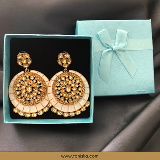 MISHCA Antique Gold Earrings - White