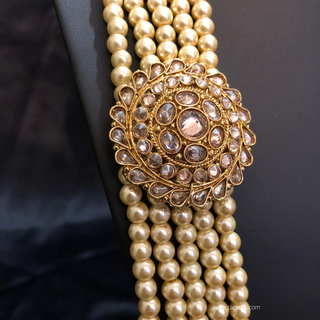 The Dynasty Sun-Dial | Filigree Medallion Pearl Mala