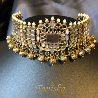 HARLEEN Golden Glass Necklace Set
