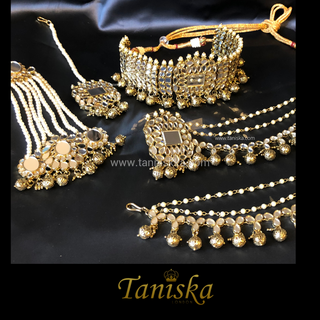 HARLEEN Golden Glass Necklace Set