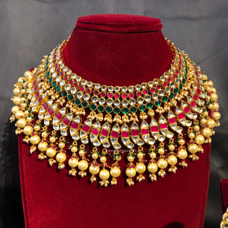 MISHCA Traditional Multi Pachi-Kundan Necklace Set