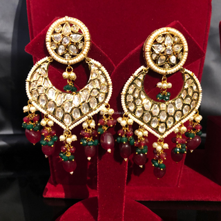 MEHAR Designer Bottle Green/Maroon Kundan Necklace Set