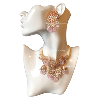 ARSHPREET Baby Pink Uncut-Kundan Necklace/Choker Set