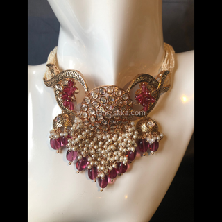 ARSHPREET Ruby Uncut-Kundan Necklace/Choker Set