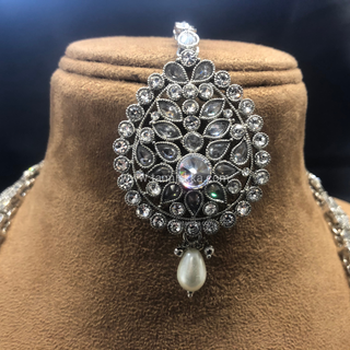 HANIYA Designer Antique Silver Long Haar Set