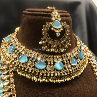 HANIYA Designer Sky Blue Necklace Set COMBO DEAL