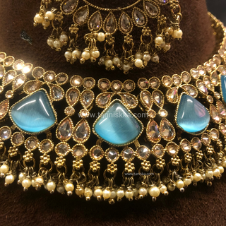 HANIYA Designer Sky Blue Necklace Set COMBO DEAL