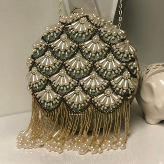 The Mint Pearl Cascade Clutch Bag