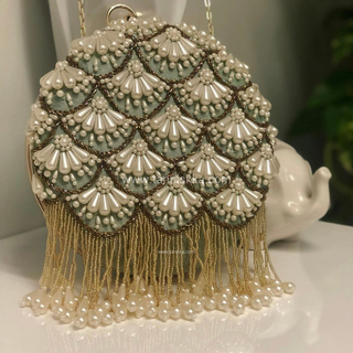 The Mint Pearl Cascade Clutch Bag