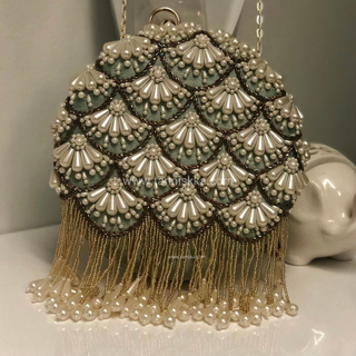 The Mint Pearl Cascade Clutch Bag
