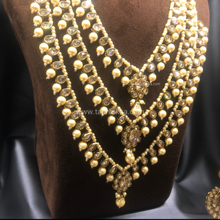 HANIYA 3 Tier Designer Golden Long Haar Set