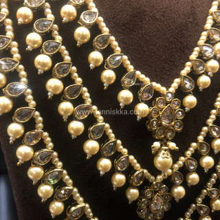 HANIYA 3 Tier Designer Golden Long Haar Set